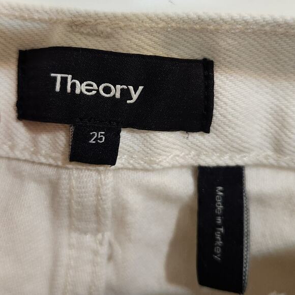 Theory White Denim Classic Casual Travel Mid Rise Ankle Skinny Jeans Size 25 - Picture 5 of 6